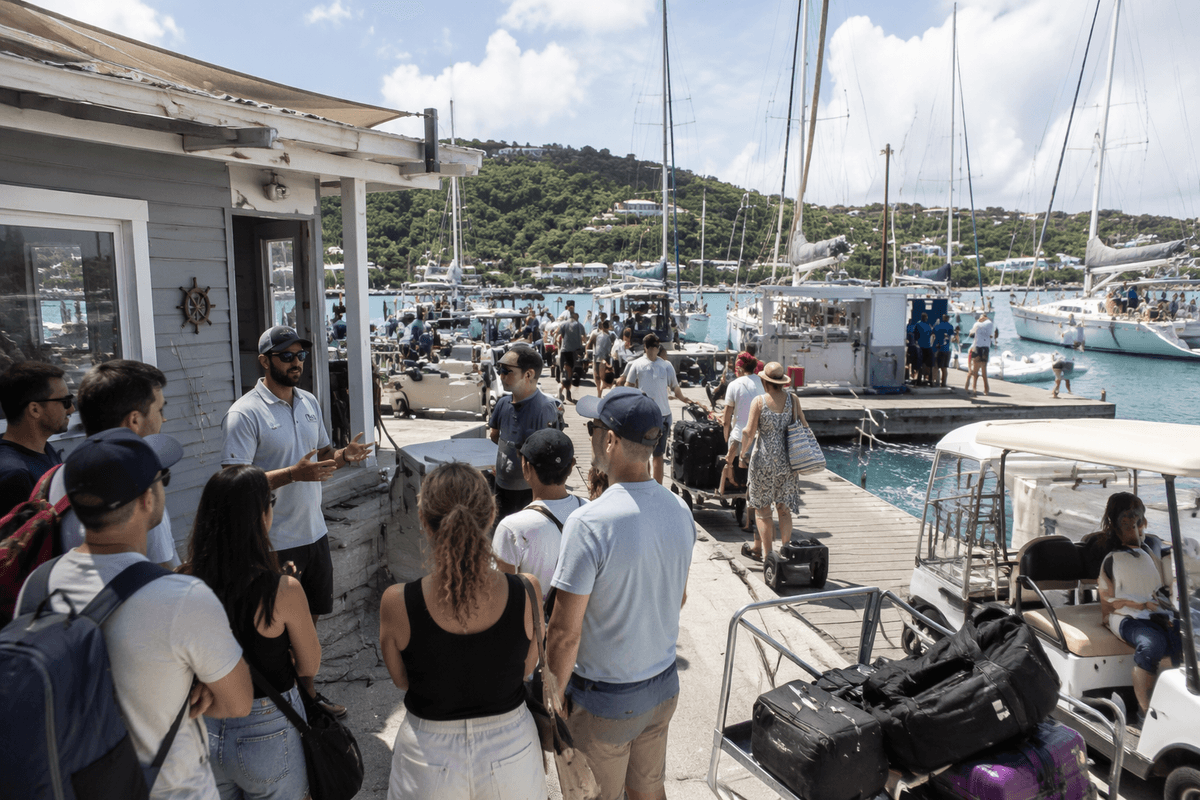Check flights, marinas, and provisioning