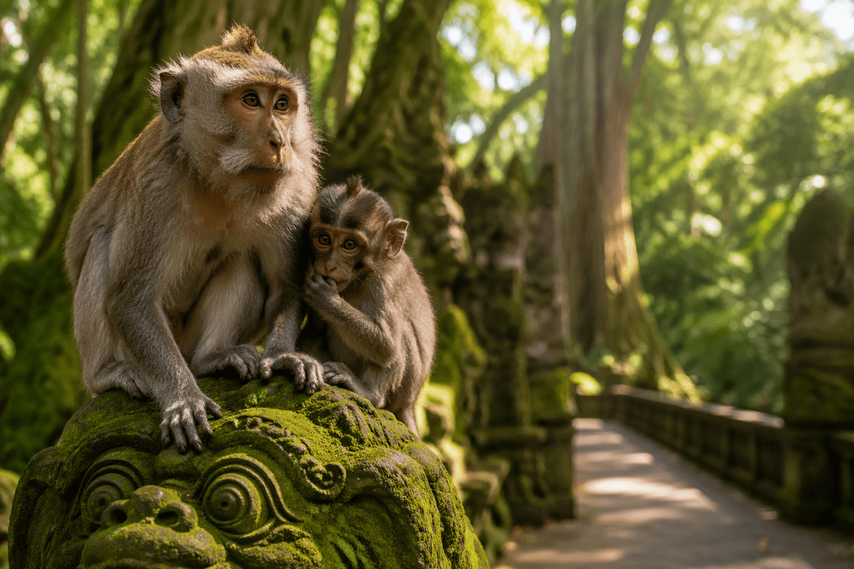 Playing With Bali Monkeys At The Ubud Monkey Forest